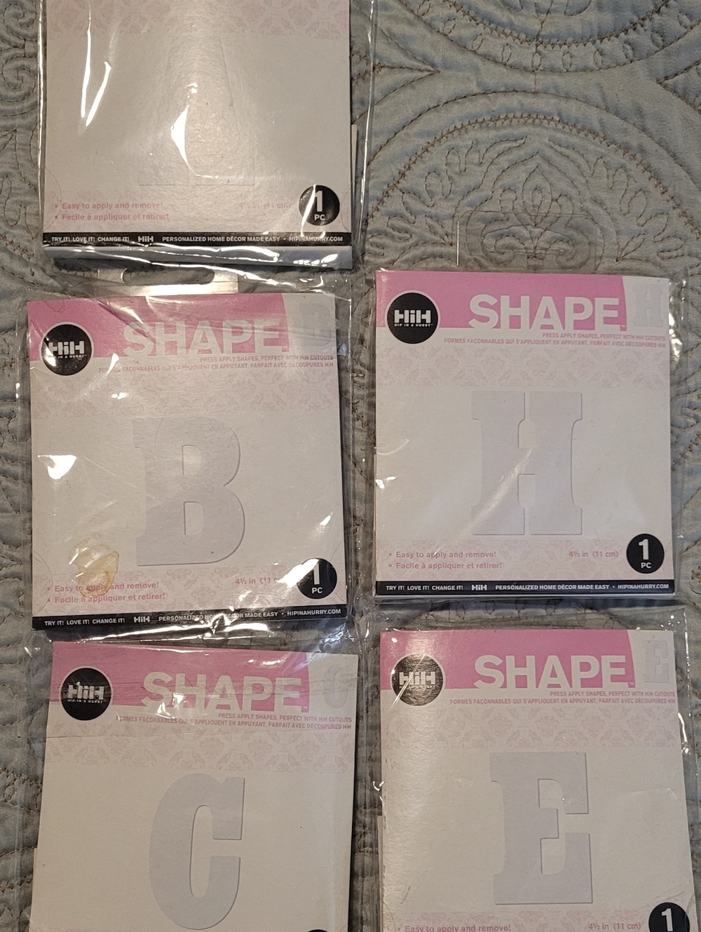 HIH Shape White Letters - Assorted Letters (A, B, H, C, E)- Pick One